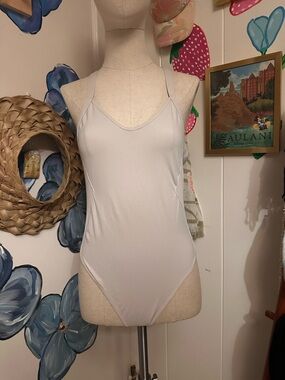 Free People Light Gray Scoop Neck Bodysuit